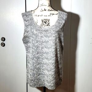 Allie & Rob-Women's Gray Silver Metallic Shimmer sleeveless Shell Tank Top Sz.XL